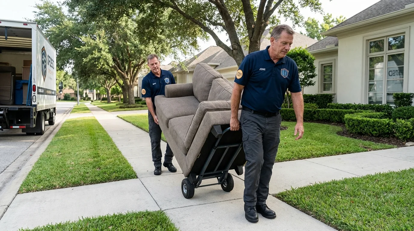 Local residential moving crew loading furniture in Huntingburg, IN